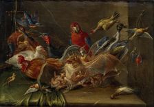 Decorative Still-Life Composition with Birds and Two Bats, mid 17th century. Artist: Jan van Kessel