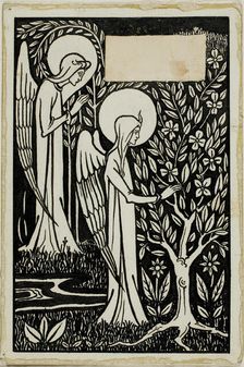 Decorative Study: Two Angels, 1892/98. Creator: Aubrey Beardsley