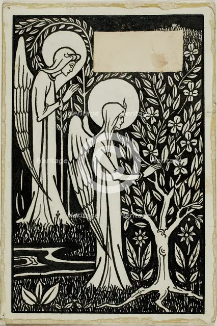 Decorative Study: Two Angels, 1892/98. Creator: Aubrey Beardsley.