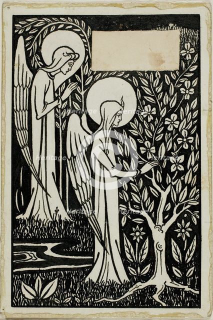 Decorative Study: Two Angels, 1892/98. Creator: Aubrey Beardsley.