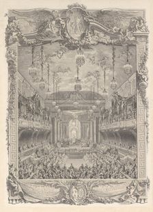 Decoration de la salle de spectacle construite a Versailles pour la representation de ..., ca. 1745. Creator: Charles Nicolas Cochin