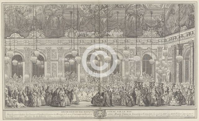 Decoration for a Masked Ball at Versailles, on the Occasion of t..., ca. 1860 reprint of 1764 plate. Creator: Charles-Nicolas Cochin.