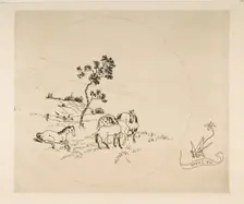 Decoration for a Plate: A Field, 1870. Creator: Felix Bracquemond