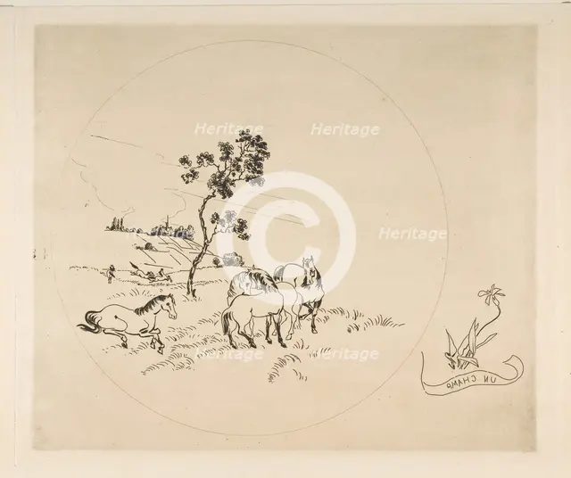 Decoration for a Plate: A Field, 1870. Creator: Felix Bracquemond.