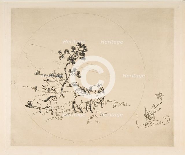 Decoration for a Plate: A Field, 1870. Creator: Felix Bracquemond.