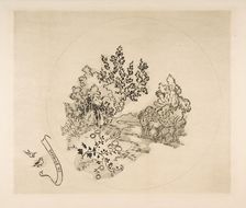 Decoration for a Plate: A Stream, 1870. Creator: Felix Bracquemond