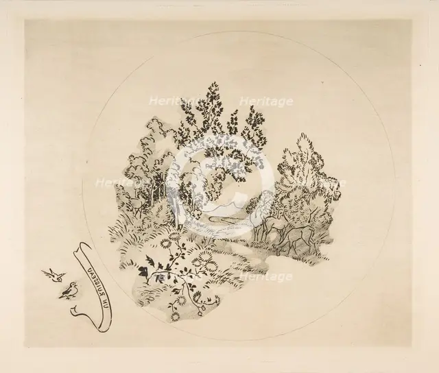 Decoration for a Plate: A Stream, 1870. Creator: Felix Bracquemond.