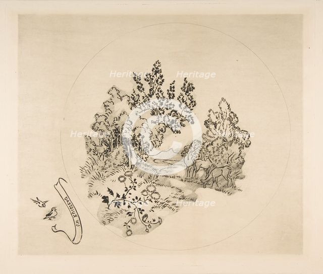 Decoration for a Plate: A Stream, 1870. Creator: Felix Bracquemond.