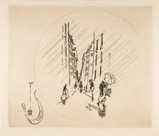 Decoration for a Plate: Rain, 1870. Creator: Felix Bracquemond