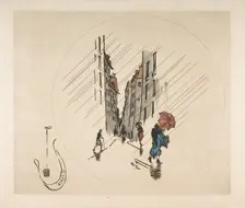 Decoration for a Plate: Rain, 1870. Creator: Felix Bracquemond
