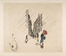 Decoration for a Plate: Rain, 1870. Creator: Felix Bracquemond