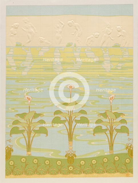 Decoration in Enameled Tiles for Bathroom, 1898. Creator: Félix Albert Anthyme Aubert (French, 1866-1940); Alexandre-Louis-Marie Charpentier (French, 1856-1909), and.