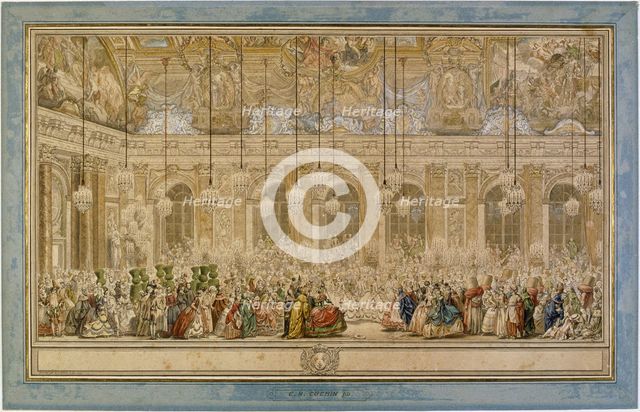 Decoration of the Hall of Mirrors in Versailles, on the occasion of the marriage of the Dauphin, on 