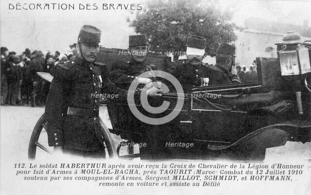 Decoration of a French soldier with the Légion d'Honneur, c1910. Artist: Unknown