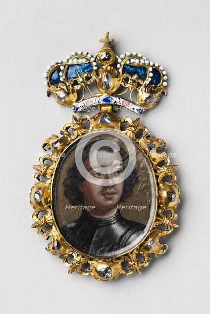 Decoration of Honour with Portrait of Emperor Peter I the Great (1672-1725), Early 18th cen.. Creator: Orders, decorations and medals  .