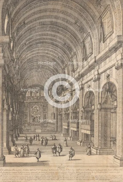 Decoration ordered by Cardinal de Retz in the Church of San Luigi, Rome, for the Saint's F..., 1665. Creator: Dominique Barriere.
