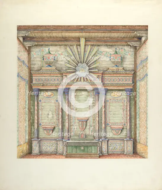 Decorations on Reredos and Sanctuary Walls, 1940. Creator: William Kieckhofel.