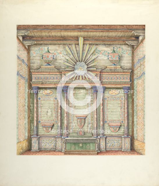 Decorations on Reredos and Sanctuary Walls, 1940. Creator: William Kieckhofel.