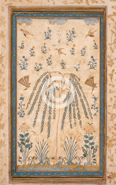 Découpé Flowers and Birds Around a Découpé Tree with Feathery Branches, Late 16th century. Creator: Unknown.