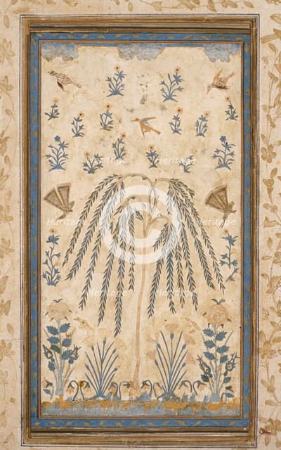 Découpé Flowers and Birds Around a Découpé Tree with Feathery Branches, Late 16th century. Creator: Unknown.