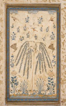 Découpé Flowers and Birds Around a Découpé Tree with Feathery Branches, Late 16th century. Creator: Unknown