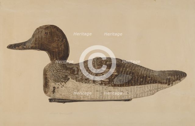 Decoy: Blue Winged Teal, c. 1938. Creator: Albert Geuppert.