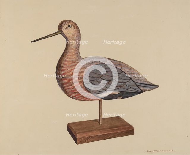 Decoy (Hudsonian Godwit), c. 1939. Creator: Samuel W. Ford.