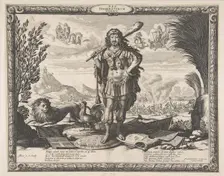 Declaration of War on Spain by Louis XIII: The King as Hercules, ca. 1635. Creator: Abraham Bosse