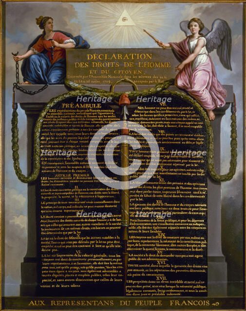 Declaration of the Rights of Man and of the Citizen, c1789. Creator: Jean Jacques Francois Le Barbier.