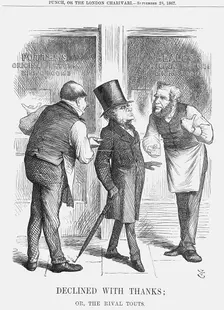 Declined with Thanks; or The Rival Touts 1867. Creator: John Tenniel
