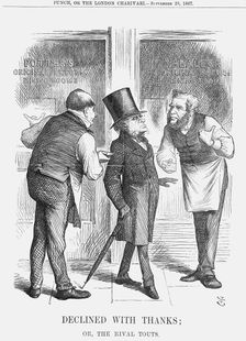 Declined with Thanks; or The Rival Touts 1867. Creator: John Tenniel