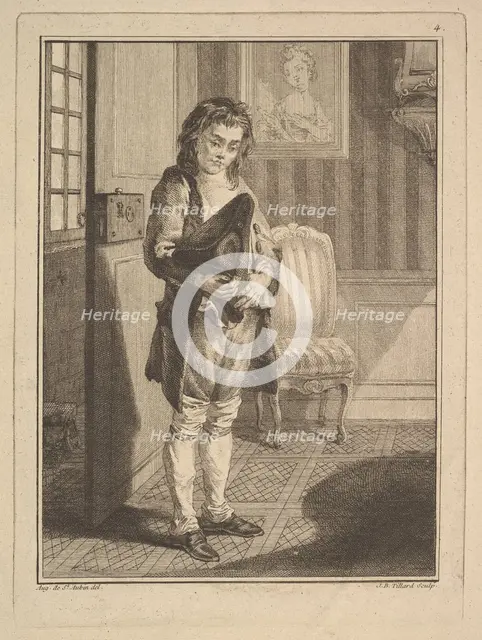 Décrotteur (Shoe Shiner), from Mes gens, ou Les commissionnaires ultramontains au servi..., 1766-70. Creator: Jean-Baptiste Tillard.