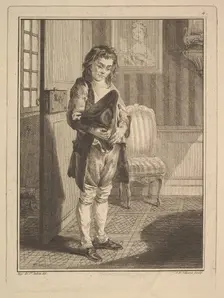 Décrotteur (Shoe Shiner), from Mes gens, ou Les commissionnaires ultramontains au servi..., 1766-70. Creator: Jean-Baptiste Tillard