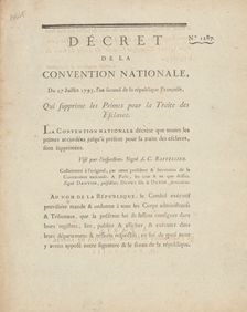 Décret de la Convention nationale, du 27 juillet 1793: l'an second de la République Françoise..., 17 Creator: Unknown