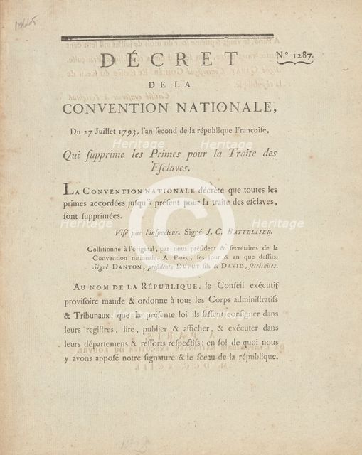 Décret de la Convention nationale, du 27 juillet 1793: l'an second de la République Françoise..., 17 Creator: Unknown.