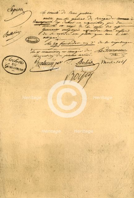 Decree of the Committee for Public Health, 5 September 1795, (1921). Creator: Unknown.