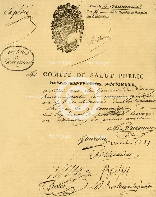 Decree of the Committee of Public Health, 26 October 1795, (1921).  Creator: Unknown.