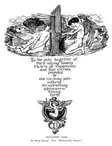 Dedicatory page from Shakespeare's Sonnets, 1899