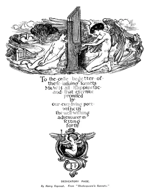 Dedicatory page from Shakespeare's Sonnets, 1899. Artist: Unknown