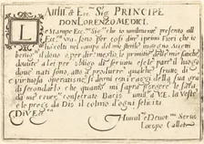 Dedication to Don Lorenzo de Medici, c. 1622. Creator: Jacques Callot