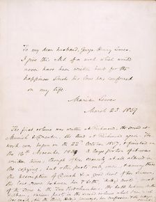 Dedication from George Eliot (Marian Lewes) to her partner, George Henry Lewes,...1859 Creator: George Eliot