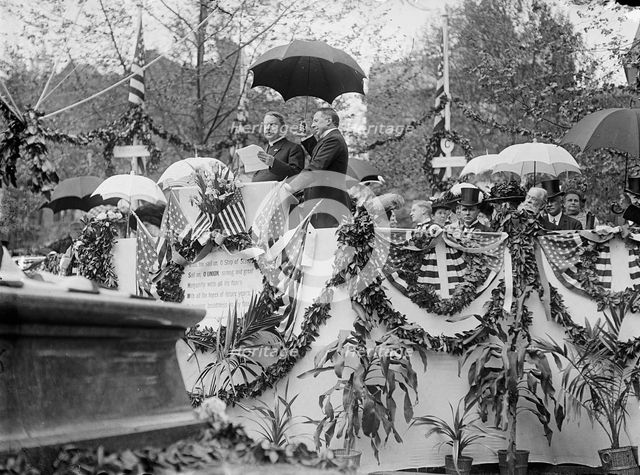 Dedication of Henry Wadsworth Longfellow Statue, Rev. Alexander Mackey Smith..., 1909. Creator: Harris & Ewing.