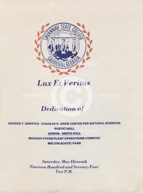 Dedication of new buildings at the Savannah State College, Georgia, 1974.  Creator: Unknown.