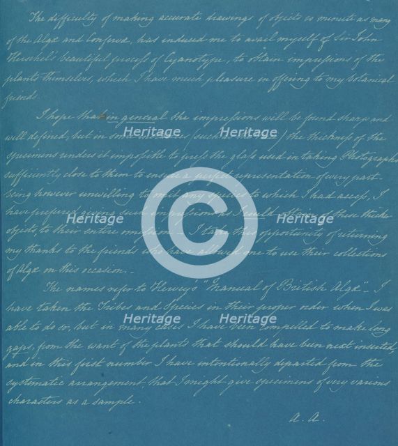 [Dedication Page 2], ca. 1853. Creator: Anna Atkins.