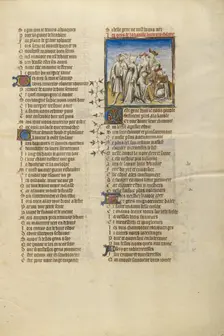 Deduit Dancing with his Companion and the Female Personification of Happiness, about 1405. Creator: Unknown