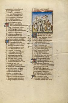 Deduit Dancing with his Companion and the Female Personification of Happiness, about 1405. Creator: Unknown