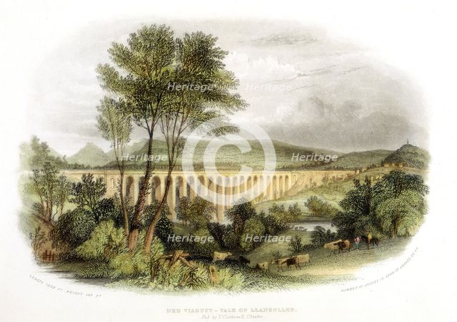 Dee Viaduct, Vale of Llangollen, on the Shrewsbury, Wales and Chester Railway c1848. Creator: Unknown.