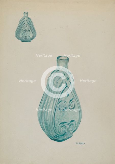 Deep Aquamarine Bottle, c. 1941. Creator: V. L. Vance.
