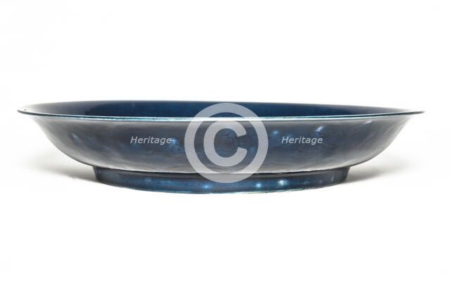 Deep blue dish with carved dragon design, 1522-1566. Artist: Unknown.