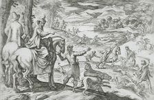 Deer and Wolf Hunt, 16th century. Creator: Antonio Tempesta